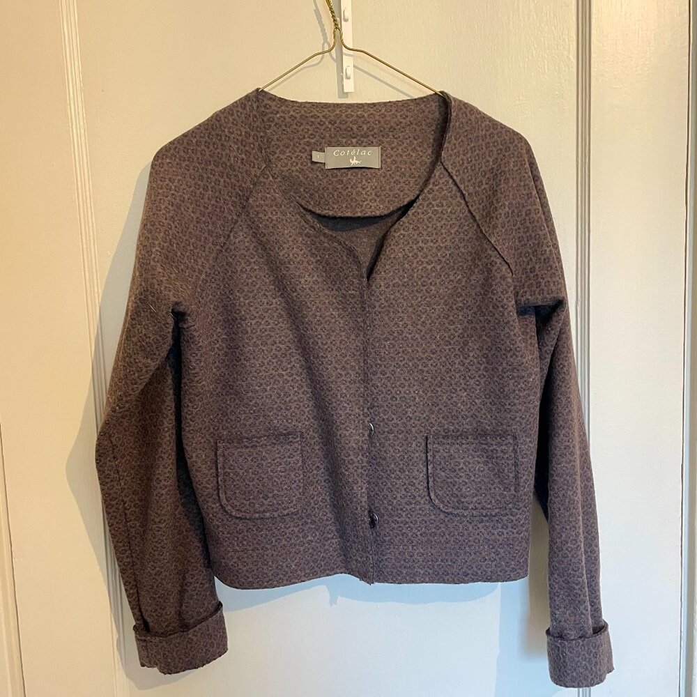 Cotelac Snap Front Sweater Jacket - Wool & Cotton sz 1